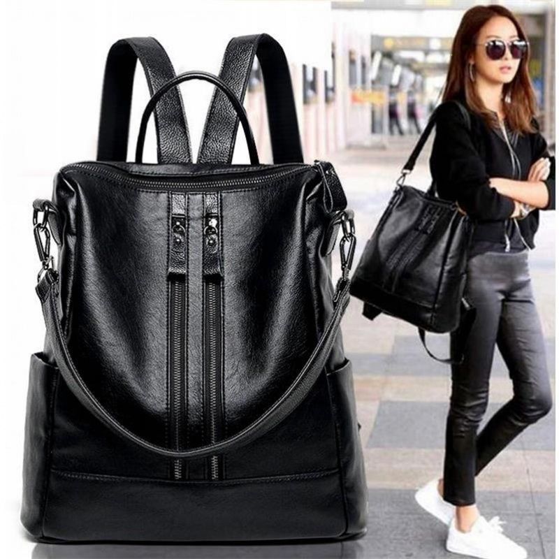 Mini Backpack Purse - Mulheres mochila de couro macio escola