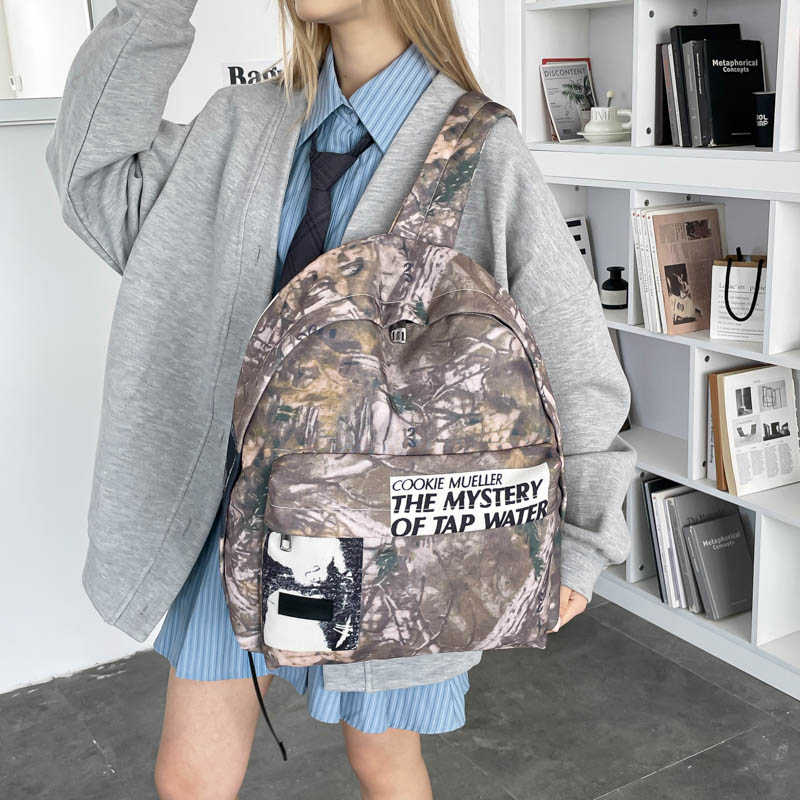 Unissex retro camuflagem padrã - Canvas Backpack Casual avaliação e preço