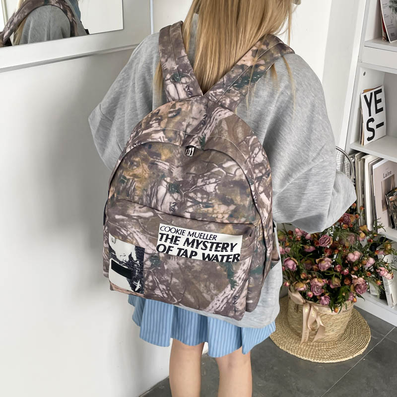 Unissex retro camuflagem padrã - Canvas Backpack Casual avaliação e preço
